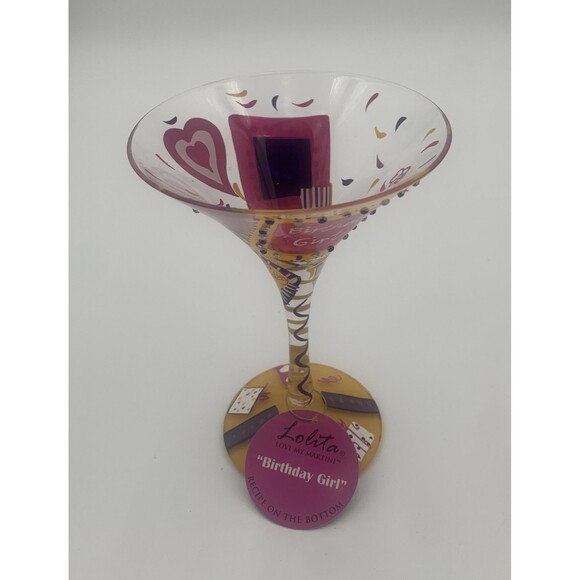 Lolita Birthday Girl Love My Martini Recipe Glass Hand Painted 7oz Party Present - Picture 1 of 7